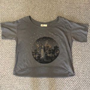 Hollister LA grey crop top